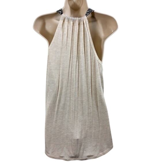 Rewind Tribal Print Macrame Tank Top Orange Ombre Black Tribal Design V Neck - Picture 7 of 16